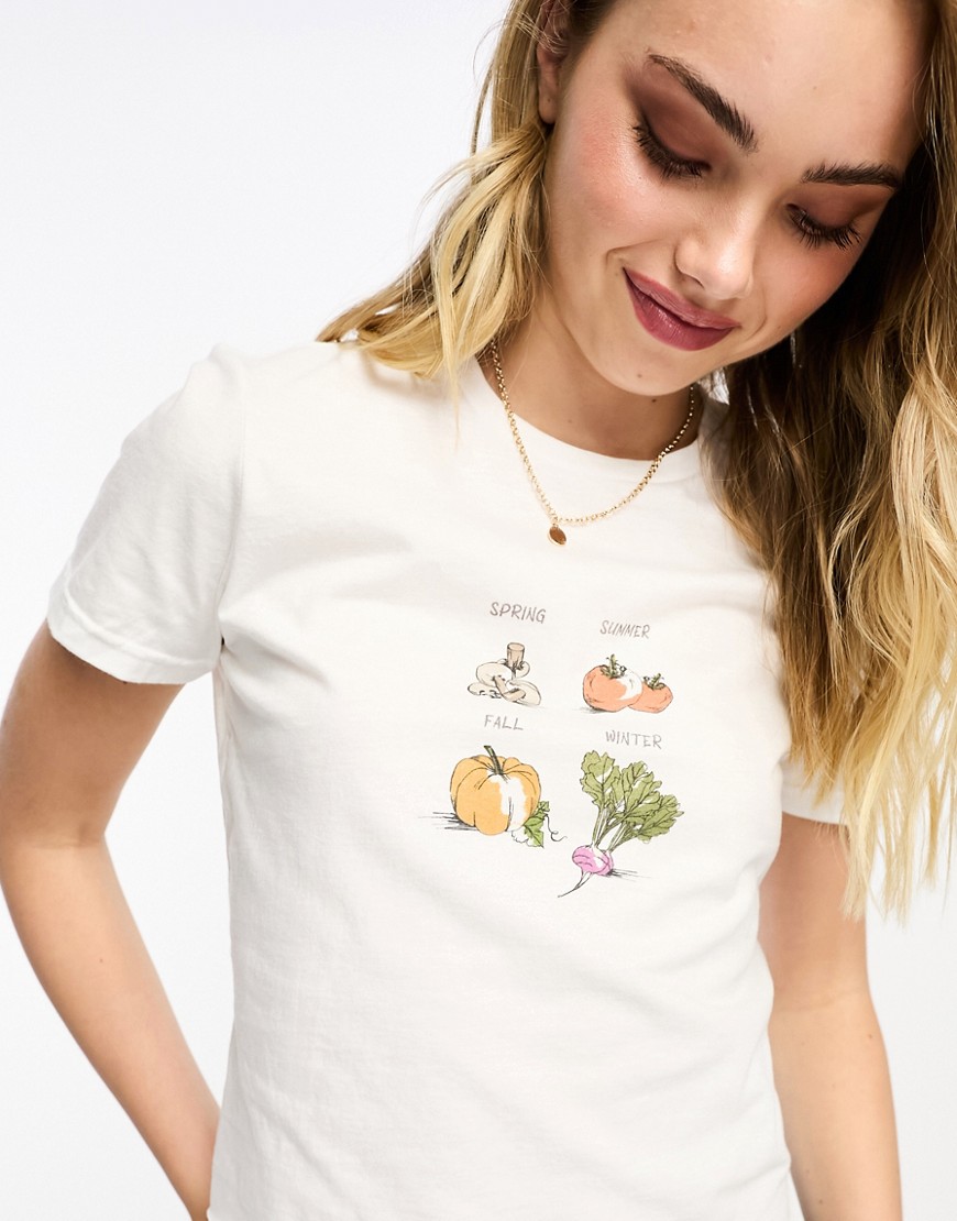 ASOS DESIGN baby tee with harvest graphic in white