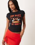 [ASOS DESIGN] ASOS DESIGN baby tee with honey bees graphic in black XS BLACK