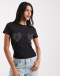 [ASOS DESIGN] ASOS DESIGN Baby tee with hotfix cobweb in black S BLACK