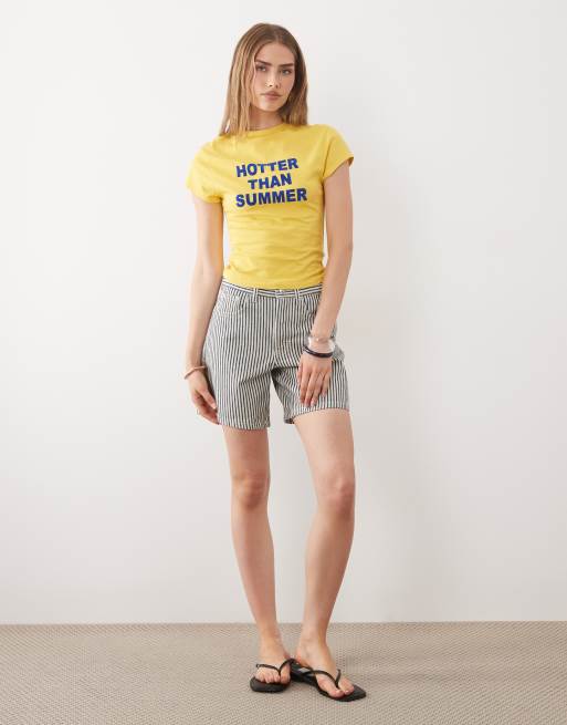 ASOS DESIGN baby tee with hotter than summer slogan in yellow, 3 of 4