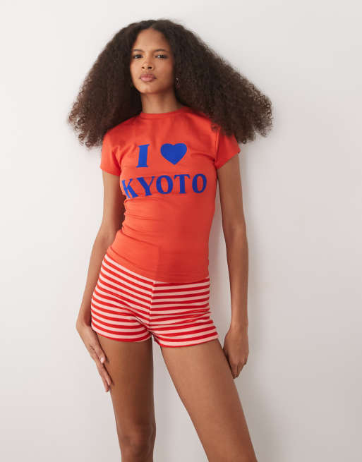ASOS DESIGN baby tee with I heart Kyoto graphic in red, 3 of 4