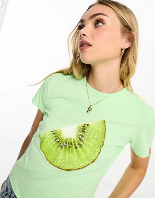 ASOS DESIGN baby tee with kiwifruit slice graphic in green
