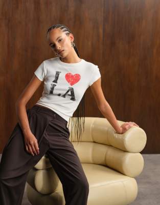 Asos Design Baby Tee With La Graphic In White