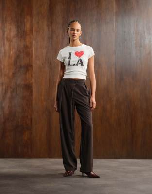 Asos Design Baby Tee With La Graphic In White