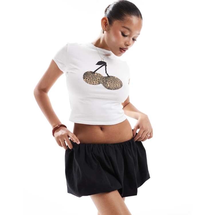 ASOS DESIGN baby tee with leopard cherry graphic in white | ASOS