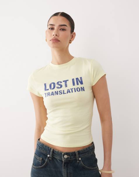 ASOS DESIGN baby tee with lost in translation graphic in buttermilk