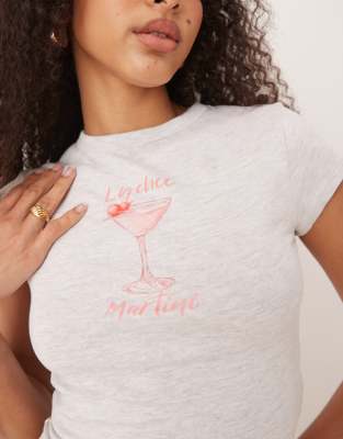 Asos Design Baby Tee With Lychee Martini Cocktail Graphic
