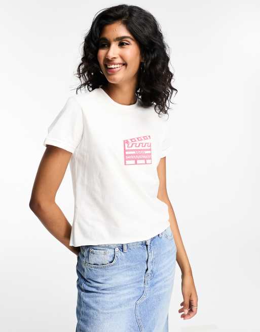 ASOS DESIGN baby tee with main character graphic in white | ASOS