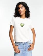 ASOS DESIGN oversized tee with ribbon cherry graphic in white | ASOS