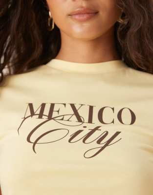 Asos Design Baby Tee With Mexico City In Yellow