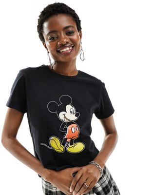 ASOS DESIGN baby tee with Mickey Mouse licence graphic in black