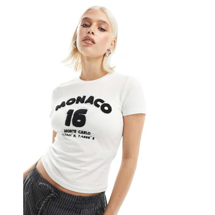 【X-girl】CHENILLE EMBROIDERED LOGO MARK BABY TEE nz5289-01_1.jpg