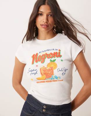Asos Design Baby Tee With Negroni Cocktail Graphic In White