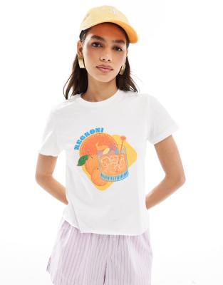 Asos Design Baby Tee With Negroni Drink Graphic In White