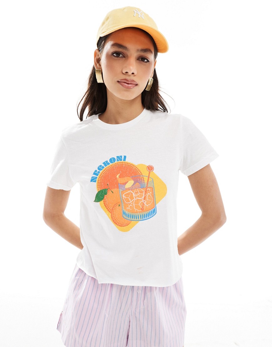 ASOS DESIGN baby tee with negroni drink graphic in white