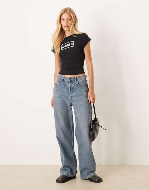 ASOS DESIGN baby tee with Oasis licensed graphic in black, 3 of 4