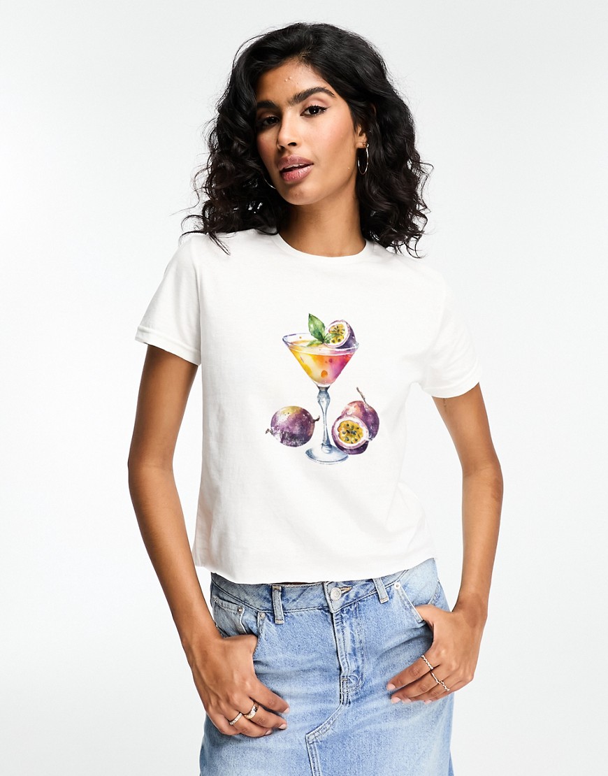 ASOS DESIGN baby tee with passionfruit drink graphic in white