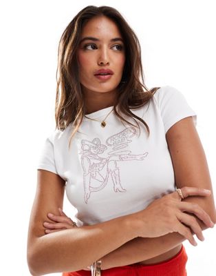 ASOS DESIGN baby tee with rodeo hotfix graphic