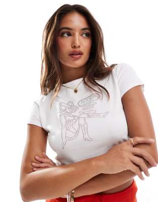 Shop ASOS DESIGN baby tee with rodeo hotfix graphic Online – Trendy & Affordable Fashion