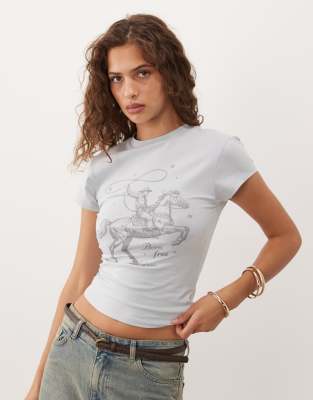 Asos Design Baby Tee With Rodeo Graphic In Multi