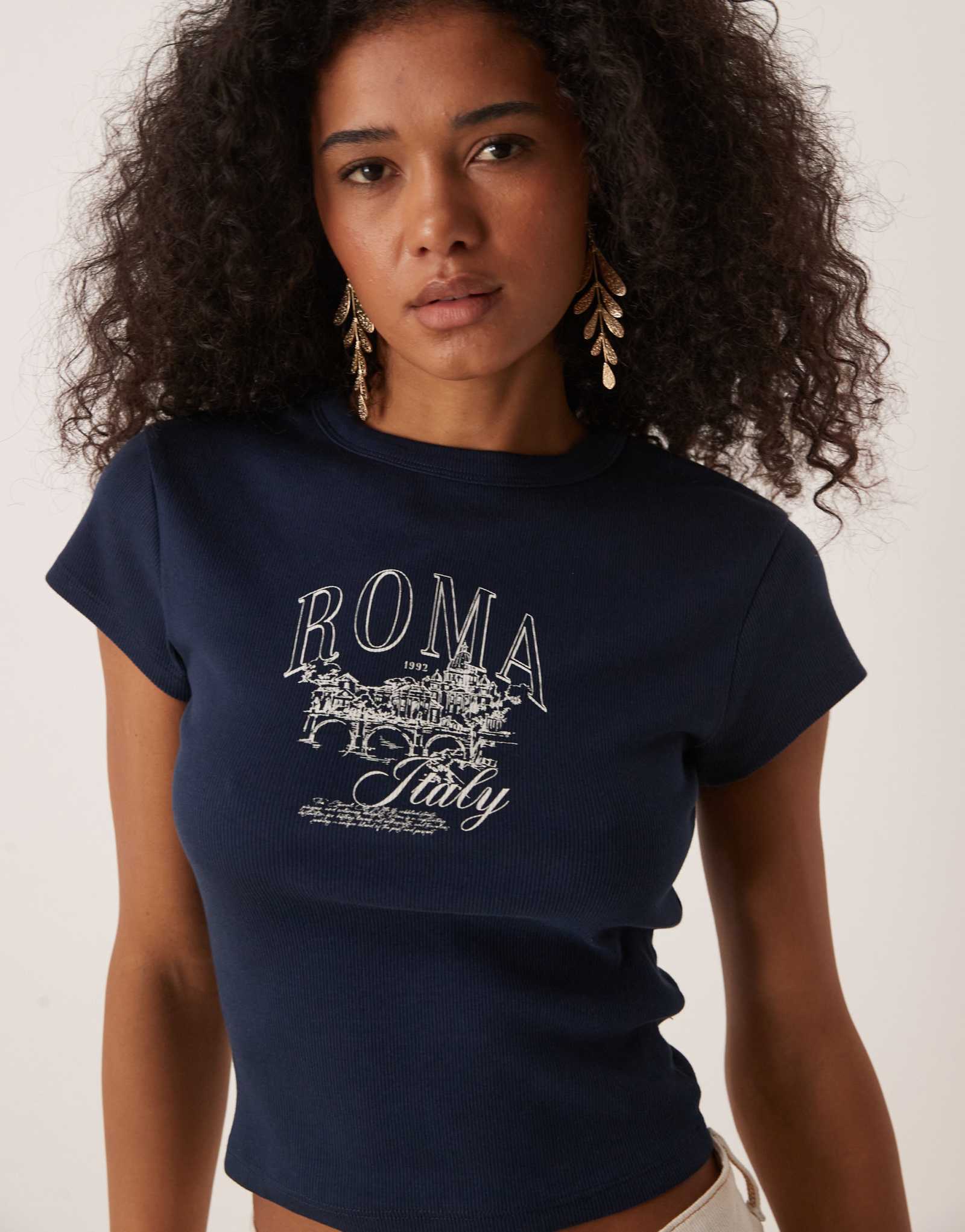 ДИЗАЙНЕРСКАЯ детская футболка ASOS с рисунком roma темно-синего цвета