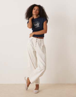 Asos Design Baby Tee With Roma Graphic In Blue