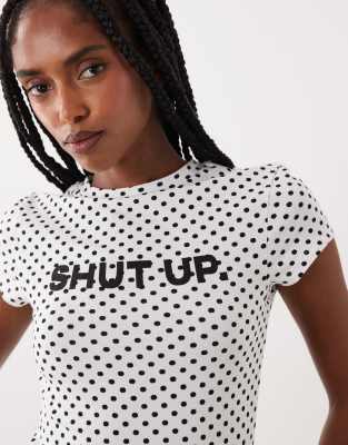 Женская укороченная футболка ASOS Design с надписью «Shut up», в горох