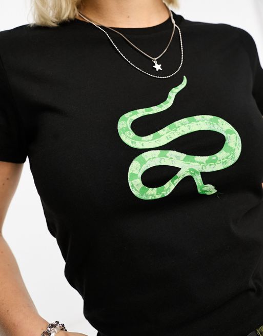 ASOS DESIGN baby tee with snake graphic in black | ASOS