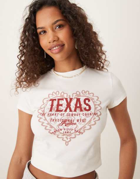 ASOS DESIGN baby tee with Texas graphic in white - view 1