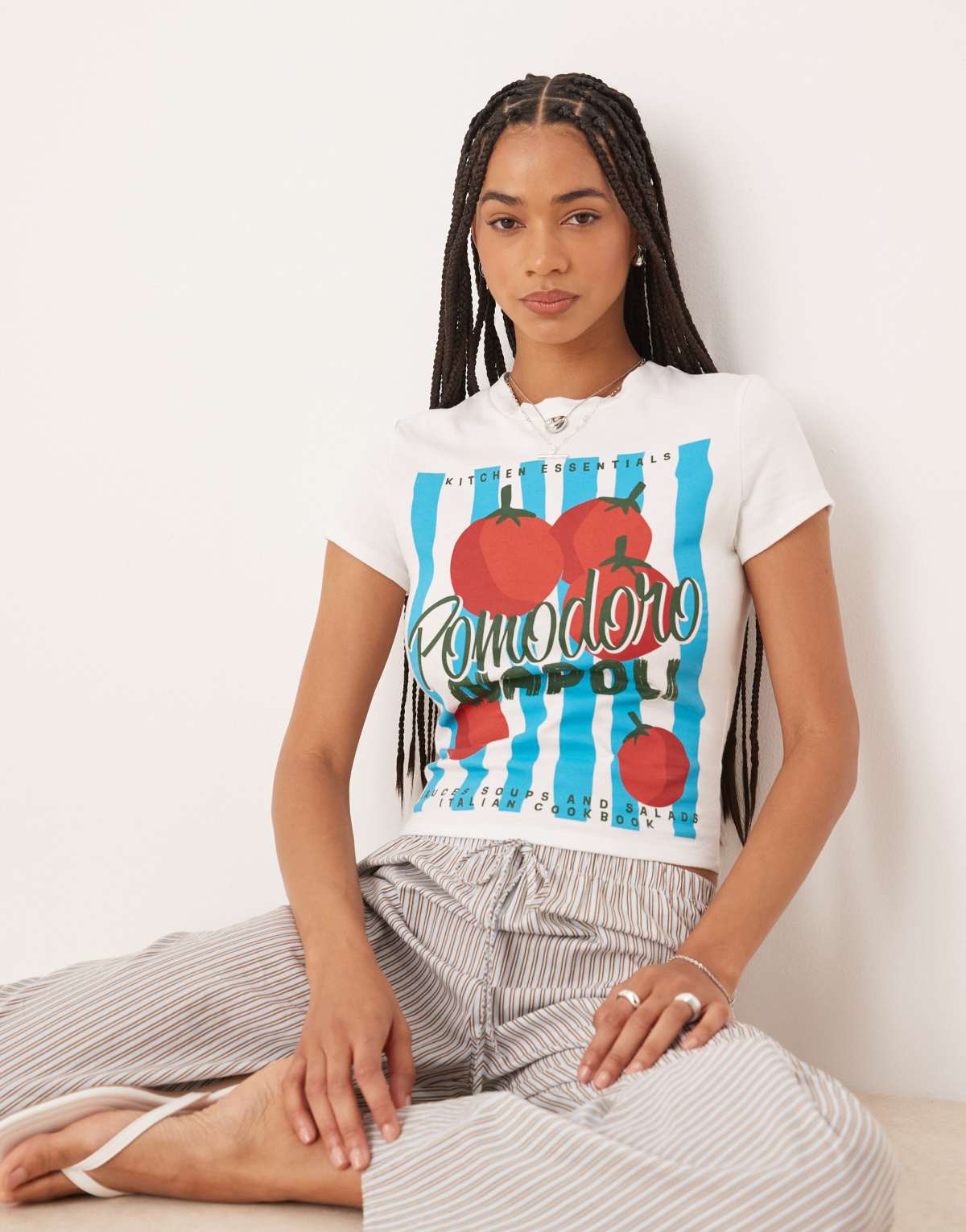 ASOS DESIGN baby tee with tomato graphic in white