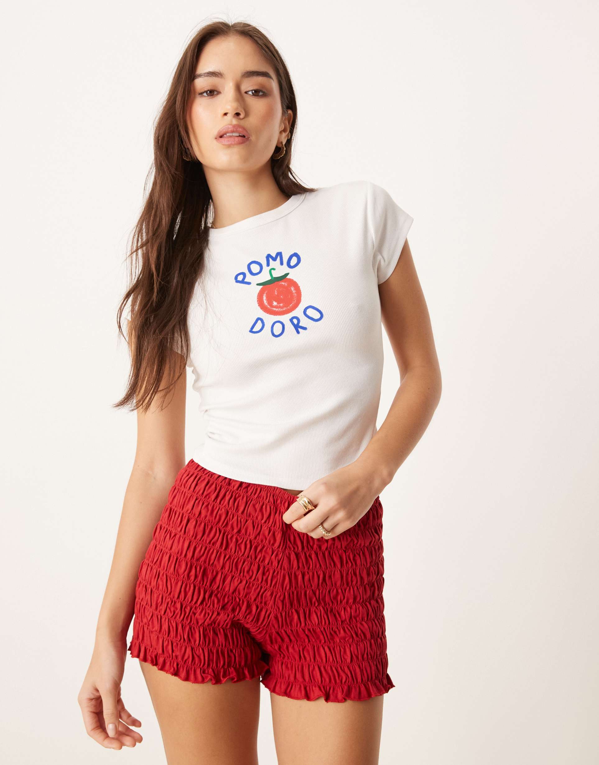 asos design baby tee with tomato graphic in white