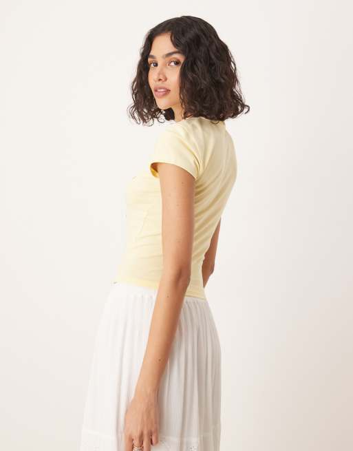  ASOS DESIGN baby tee with Tuscany olive in yellow