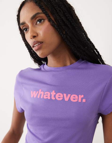 ASOS DESIGN baby tee with whatever puff graphic in purple and pink - view 1