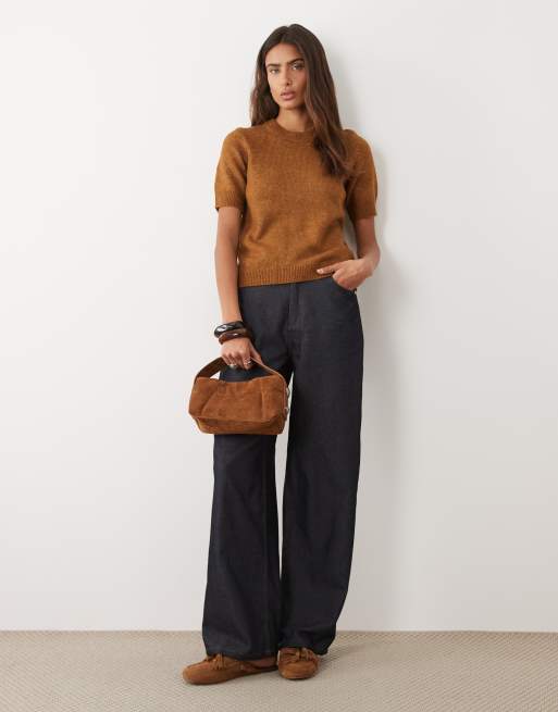 ASOS DESIGN baby tee with wool in brown, 3 of 4