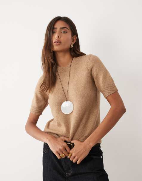 ASOS DESIGN baby tee with wool in oatmeal - view 1