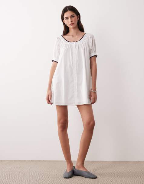 white christmas dresses Rent Asos Edition Ruffle Detail Mini Smock Dress In Blue Floral Jacquard