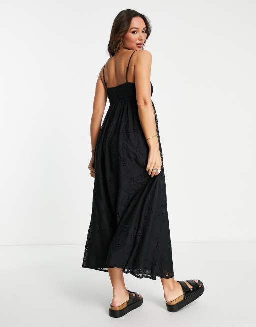 Embroidered Cami Dress Plus - Black/Charcoal