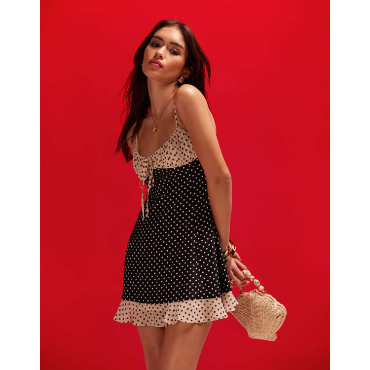 Asos red fashion polka dot dress