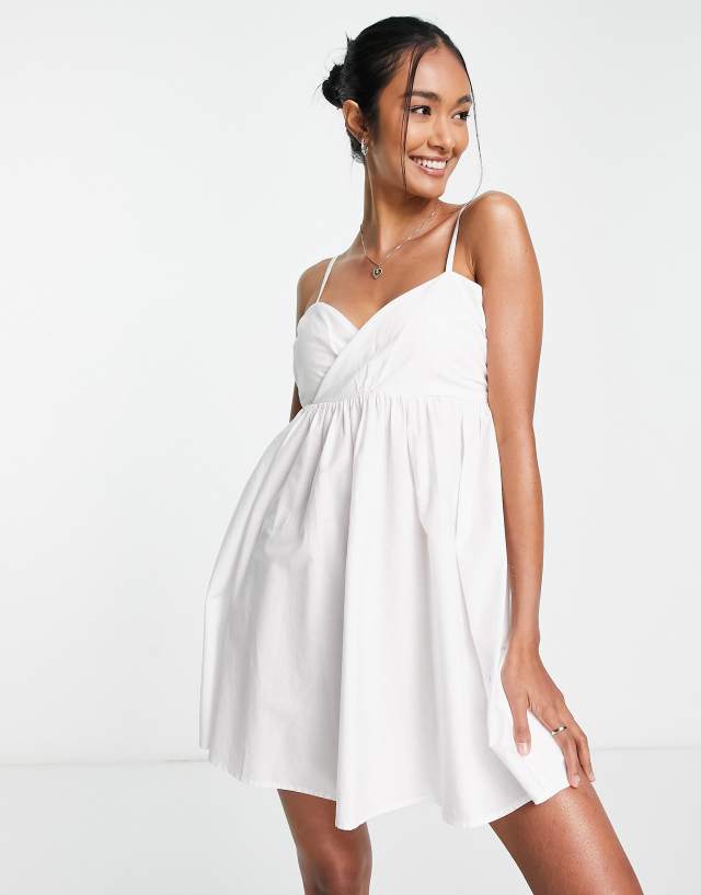 ASOS DESIGN babydoll mini sundress in white