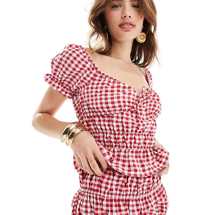 Red Gingham Babydoll Top Red Gingham Babydoll Top