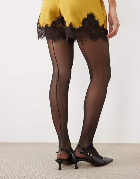 ASOS DESIGN back seam tights in black - view 1