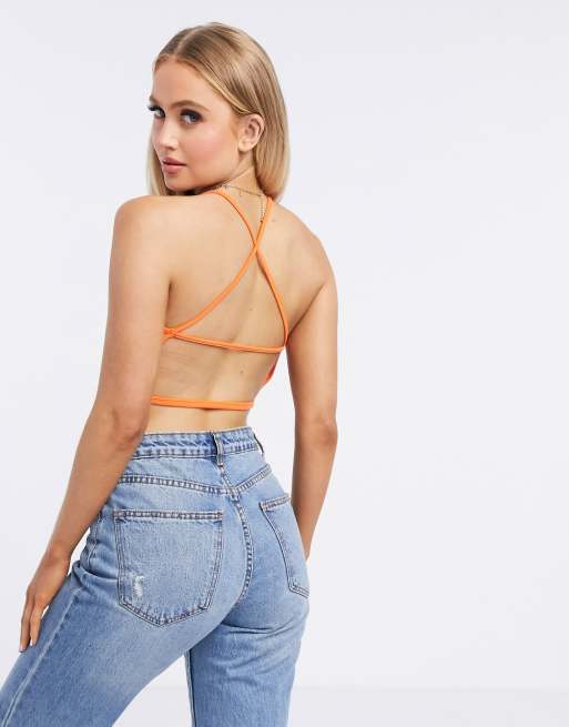 ASOS DESIGN backless bralette in orange