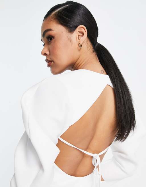 Asos white shop backless dress