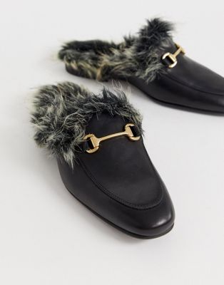 furry slip on loafers