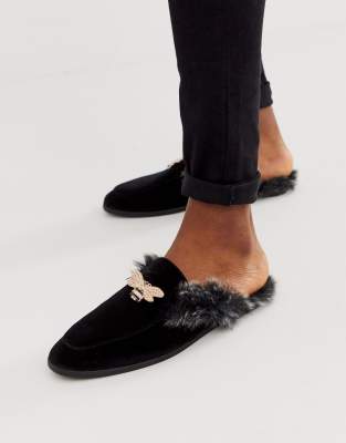 black backless mules