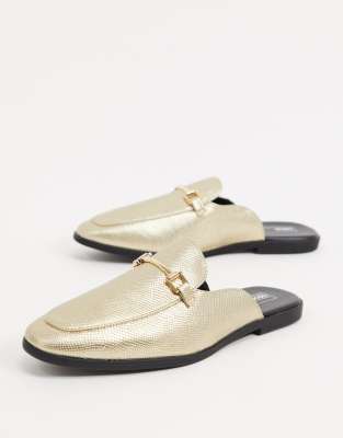 gold mule shoes