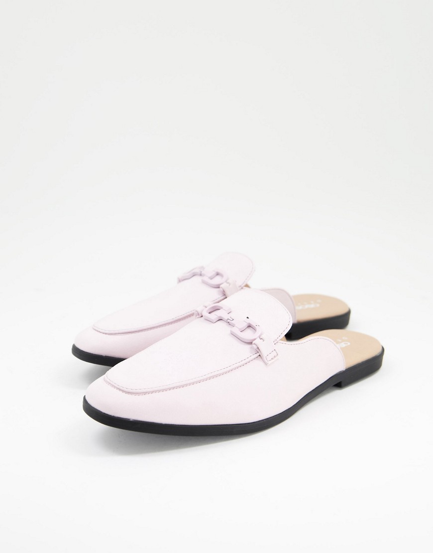 ASOS DESIGN backless mule loafer in lilac faux leather with snaffle-Purple