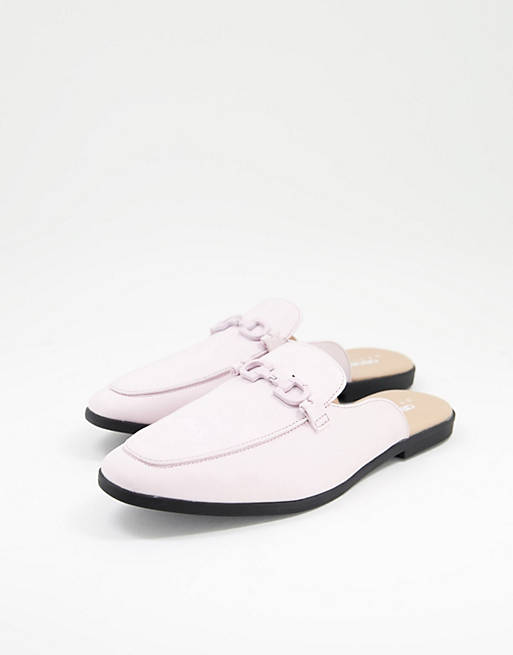 ASOS DESIGN backless mule loafer in lilac faux leather with snaffle
