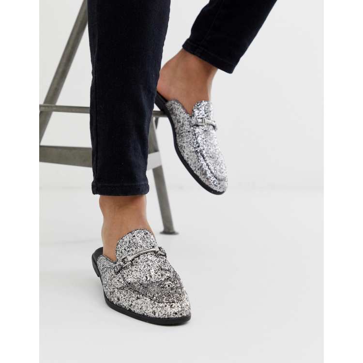 Silver Glitter Loafers