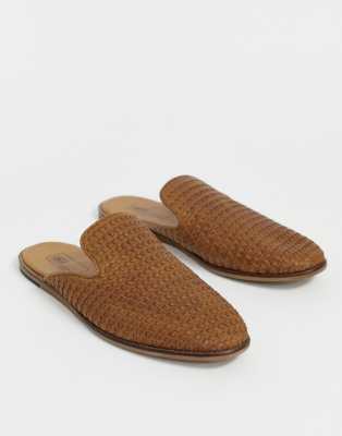 woven backless slip on mules